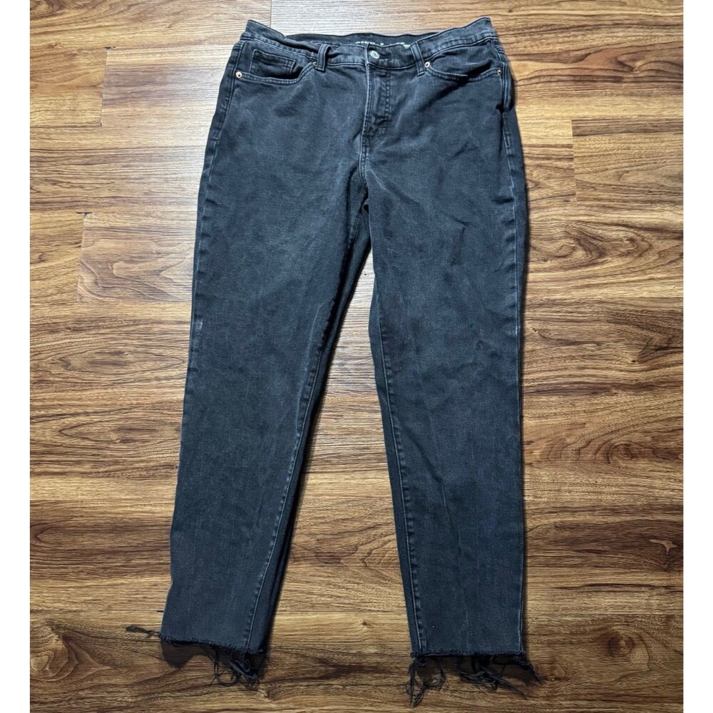 Old Navy High Rise O.G Straight Secrets Smooth Pockets Black Jeans 14 Cotton